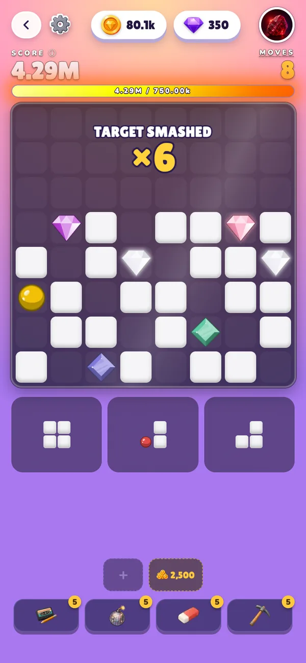 Gemz gameplay: building the board toward a big jackpot score